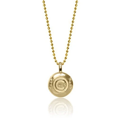 Women's Alex Woo Chicago Cubs 14k Yellow Gold Disc Necklace