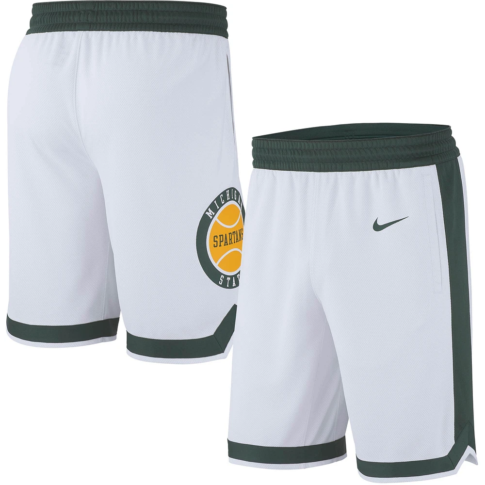 Men's Nike White Michigan State Spartans Retro Replica Basketball Shorts