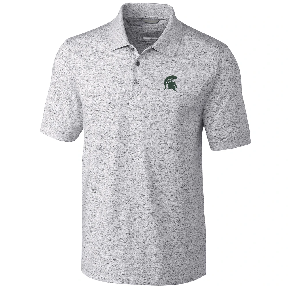 Men's Cutter & Buck Gray Michigan State Spartans Big & Tall Advantage Space Dye Polo
