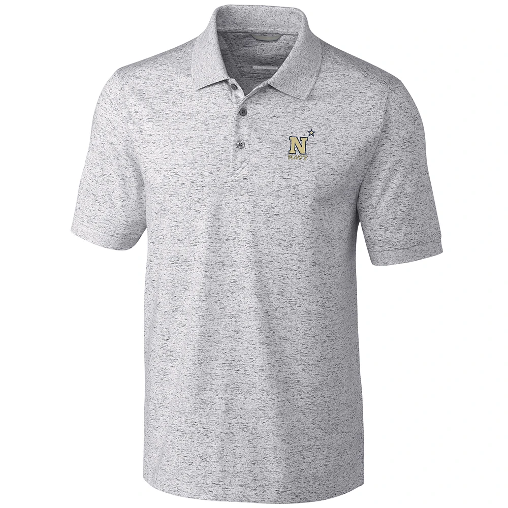 Men's Cutter & Buck Gray Navy Midshipmen Big Tall Advantage Space Dye Polo