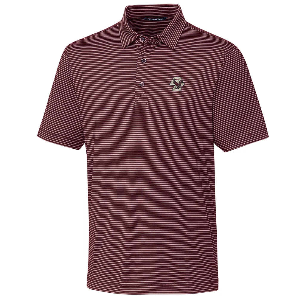 Men's Cutter & Buck Maroon Boston College Eagles Big & Tall Forge Pencil Stripe Polo