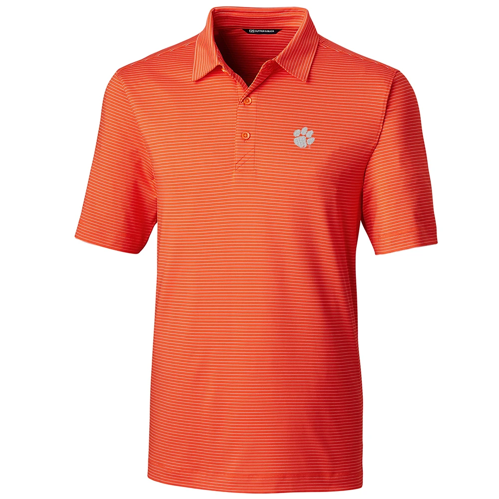 Men's Cutter & Buck Orange Clemson Tigers Big & Tall Forge Pencil Stripe Polo