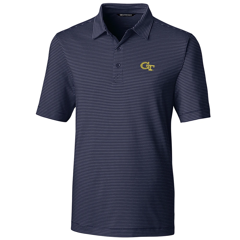Men's Cutter & Buck Navy Georgia Tech Yellow Jackets Big Tall Forge Pencil Stripe Polo