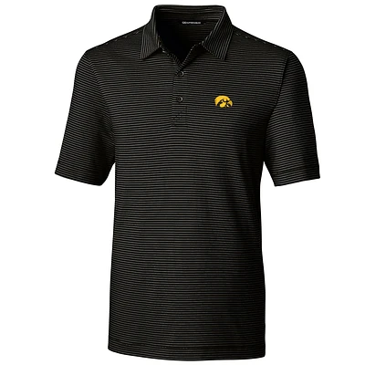 Men's Cutter & Buck Black Iowa Hawkeyes Big & Tall Forge Pencil Stripe Polo