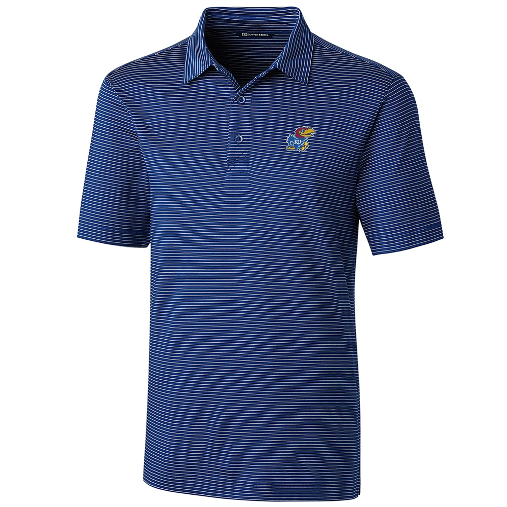 Men's Cutter & Buck Royal Kansas Jayhawks Big & Tall Forge Pencil Stripe Polo
