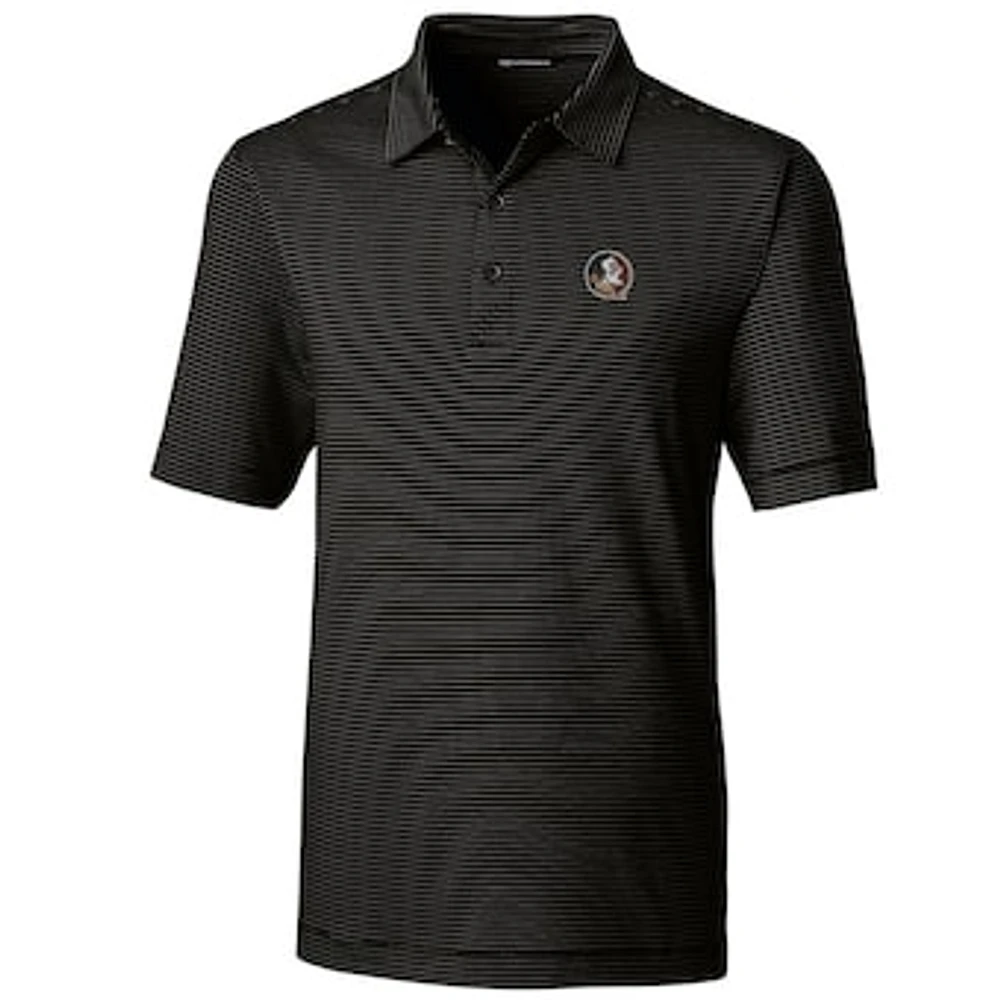 Men's Cutter & Buck Black Florida State Seminoles Big Tall Forge Pencil Stripe Polo
