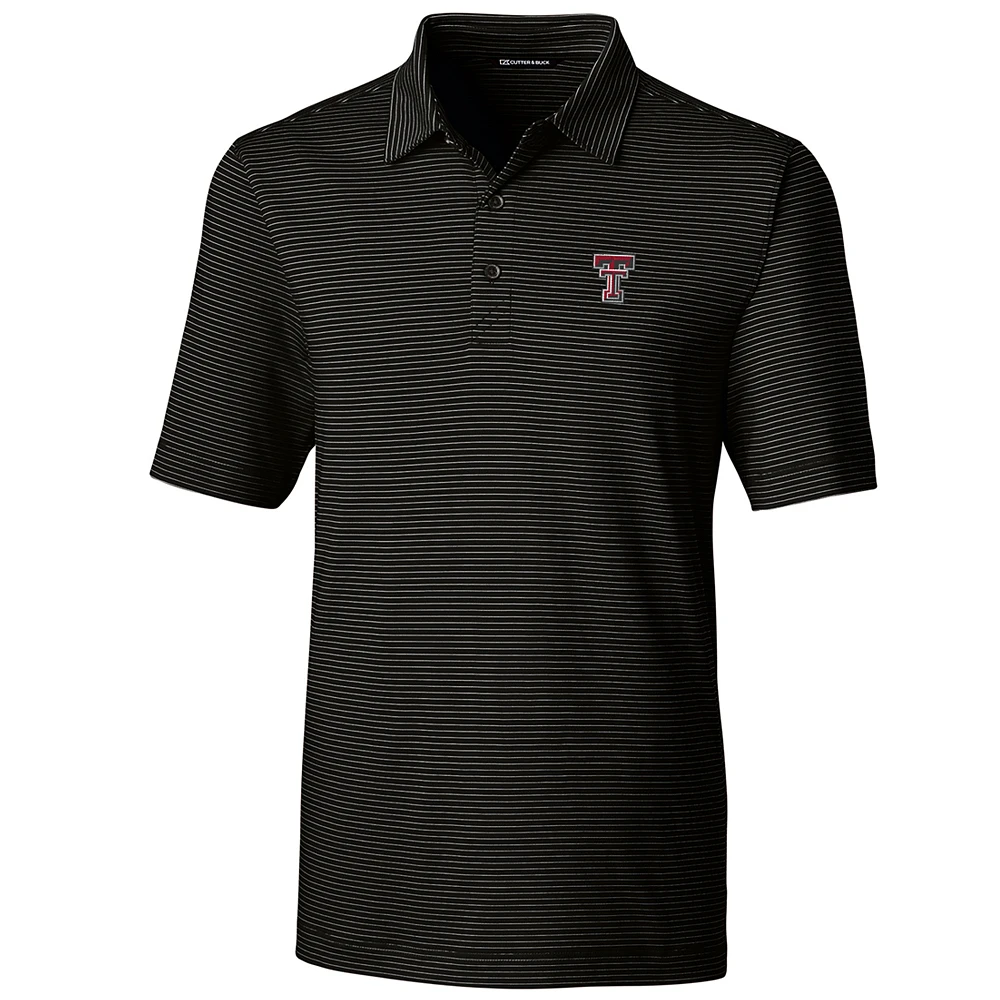 Men's Cutter & Buck Black Texas Tech Red Raiders Big & Tall Forge Pencil Stripe Polo