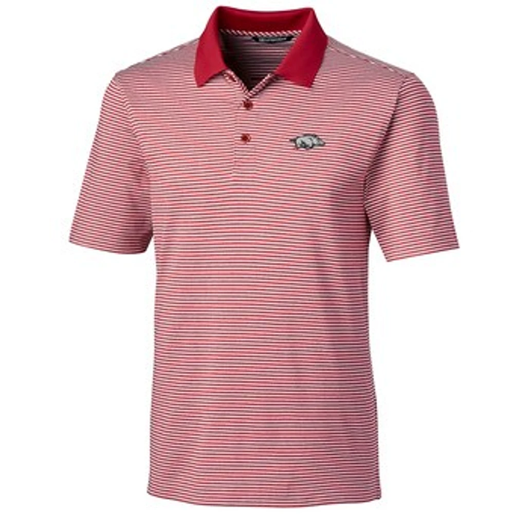 Men's Cutter & Buck Red Arkansas Razorbacks Big & Tall Forge Tonal Stripe Polo