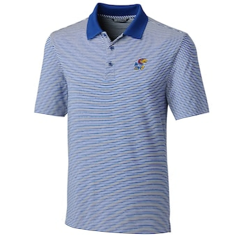 Men's Cutter & Buck Royal Kansas Jayhawks Big & Tall Forge Tonal Stripe Polo