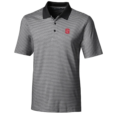 Men's Cutter & Buck Black NC State Wolfpack Big & Tall Forge Tonal Stripe Polo