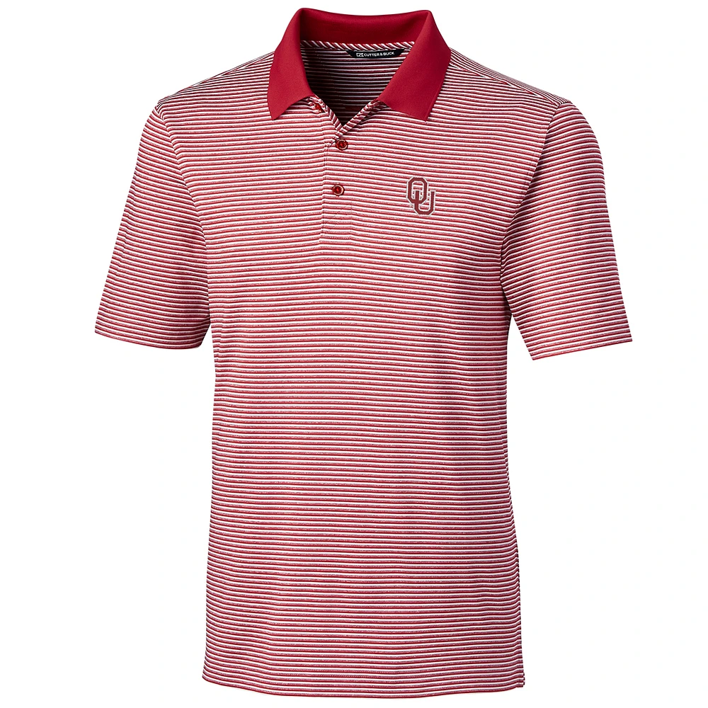 Men's Cutter & Buck Red Oklahoma Sooners Big Tall Forge Tonal Stripe Polo
