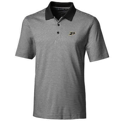 Men's Cutter & Buck Black Purdue Boilermakers Big Tall Forge Tonal Stripe Polo