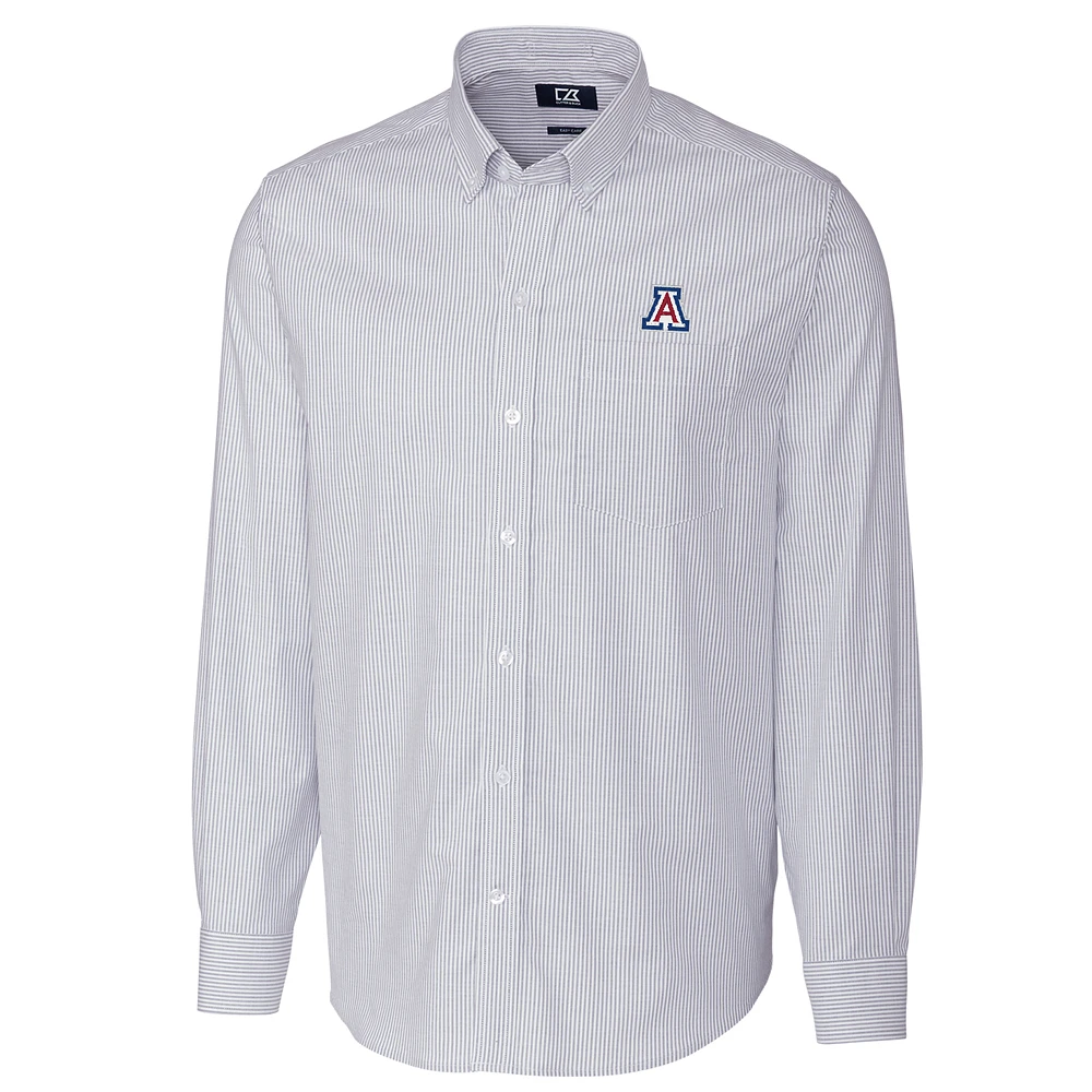 Men's Cutter & Buck Light Blue Arizona Wildcats Big & Tall Stretch Oxford Stripe Long Sleeve Button Down Shirt