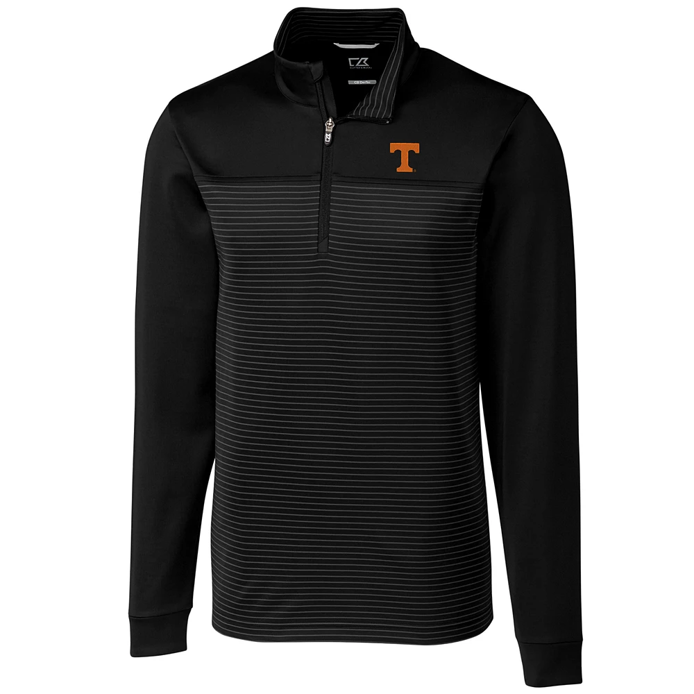 Men's Cutter & Buck Black Tennessee Volunteers Big Tall Traverse Stripe Half-Zip Pullover Jacket