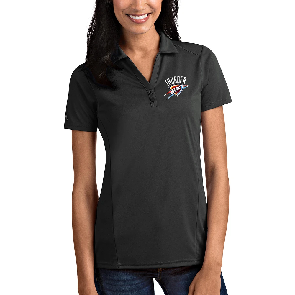 Women's Antigua Charcoal Oklahoma City Thunder Tribute Polo