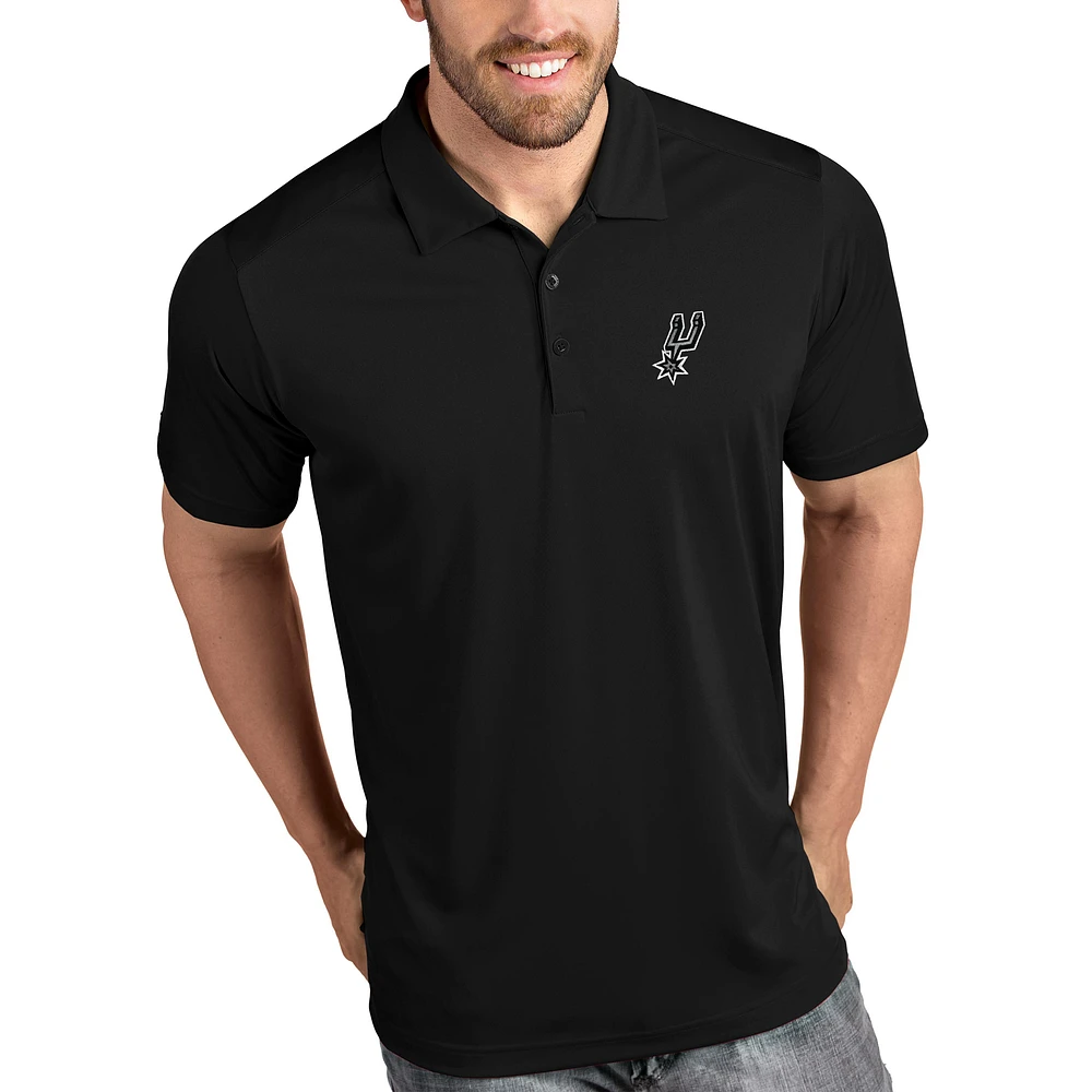 Men's Antigua Black San Antonio Spurs Tribute Polo