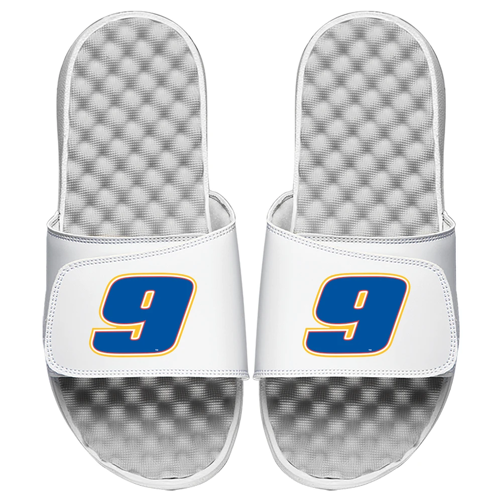 Youth ISlide White Chase Elliott Driver Number Slide Sandals