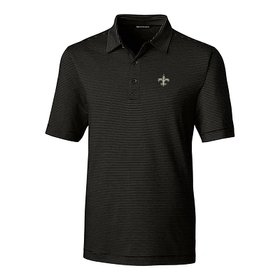 Men's Cutter & Buck Black New Orleans Saints Big Tall Forge Pencil Stripe Polo