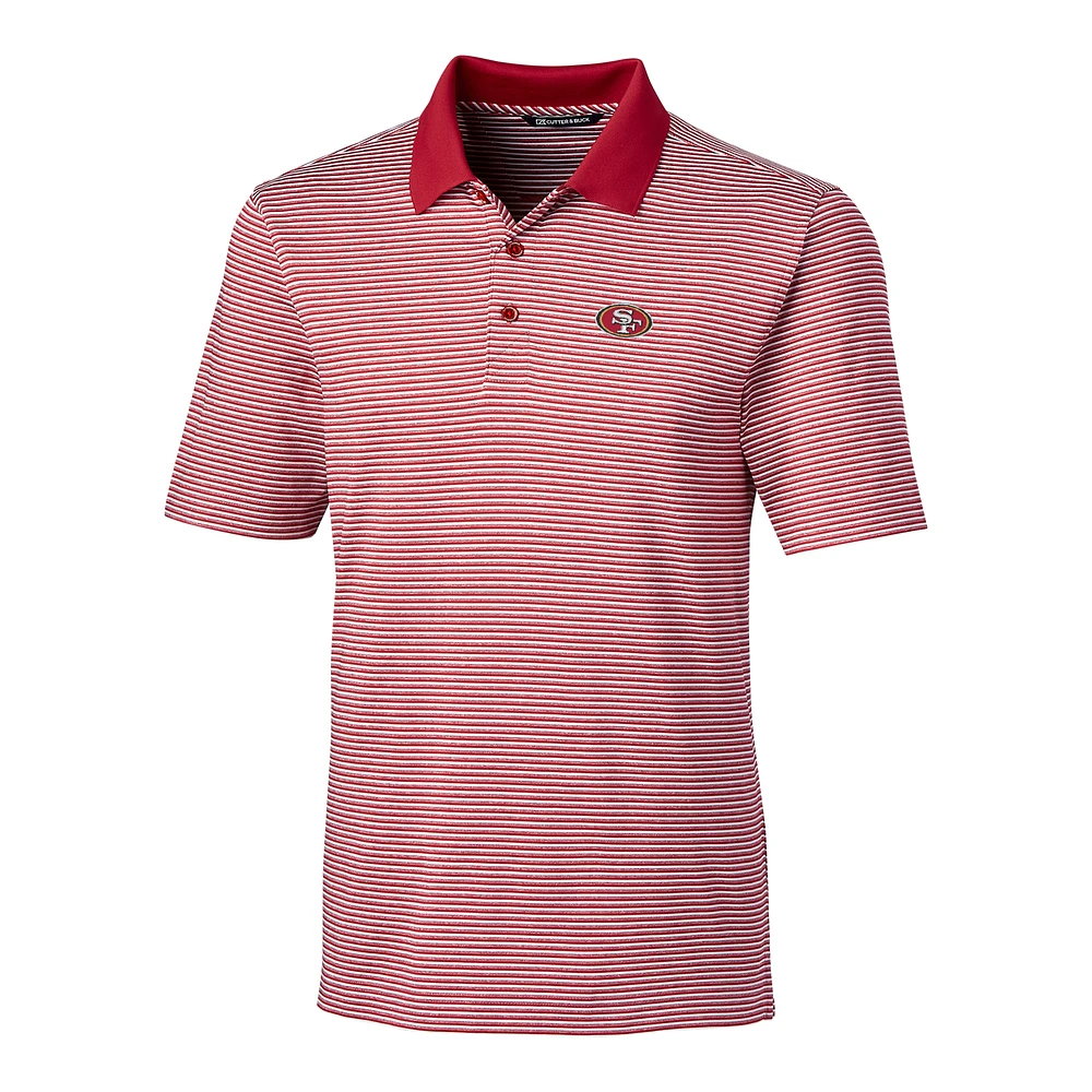 Men's Cutter & Buck Scarlet San Francisco 49ers Big & Tall Forge Tonal Stripe Polo