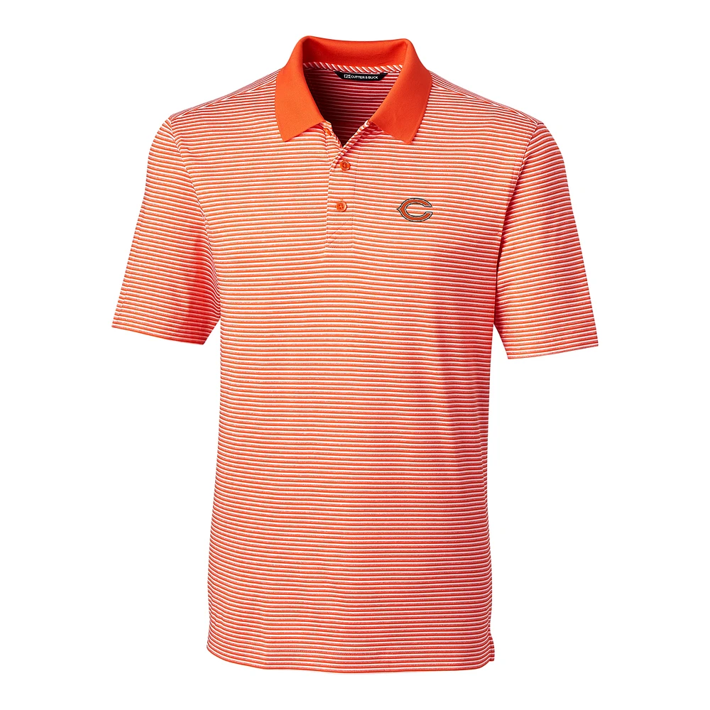 Men's Cutter & Buck Orange Chicago Bears Big Tall Forge Tonal Stripe Polo