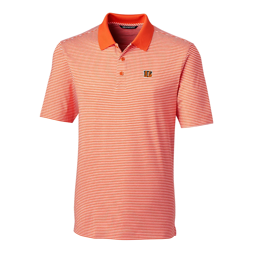 Men's Cutter & Buck Orange Cincinnati Bengals Big Tall Forge Tonal Stripe Polo
