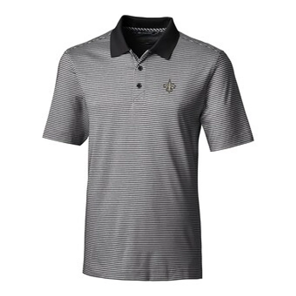 Men's Cutter & Buck Black New Orleans Saints Big Tall Forge Tonal Stripe Polo
