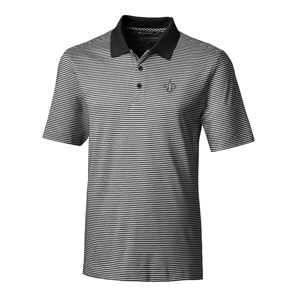 Men's Cutter & Buck Black New Orleans Saints Big Tall Forge Tonal Stripe Polo
