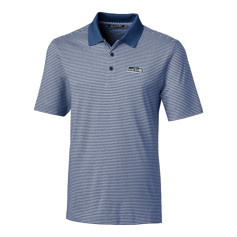 Men's Cutter & Buck Navy Seattle Seahawks Big & Tall Forge Tonal Stripe Polo
