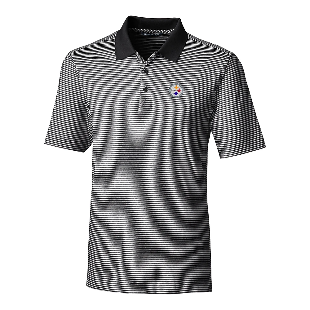 Men's Cutter & Buck Black Pittsburgh Steelers Big Tall Forge Tonal Stripe Polo
