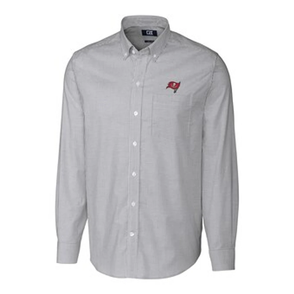 Men's Cutter & Buck Charcoal Tampa Bay Buccaneers Big & Tall Stretch Striped Oxford Long Sleeve Woven Button Down Shirt