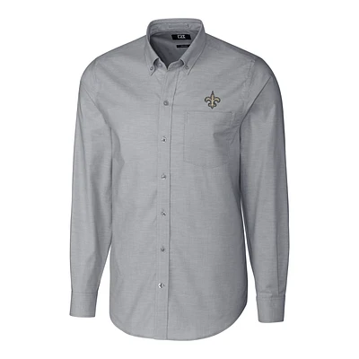 Men's Cutter & Buck Charcoal New Orleans Saints Big Tall Stretch Oxford Long Sleeve Woven Button-Down Shirt