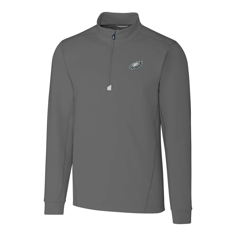 Men's Cutter & Buck Gray Philadelphia Eagles Big Tall Traverse Half-Zip Pullover Jacket