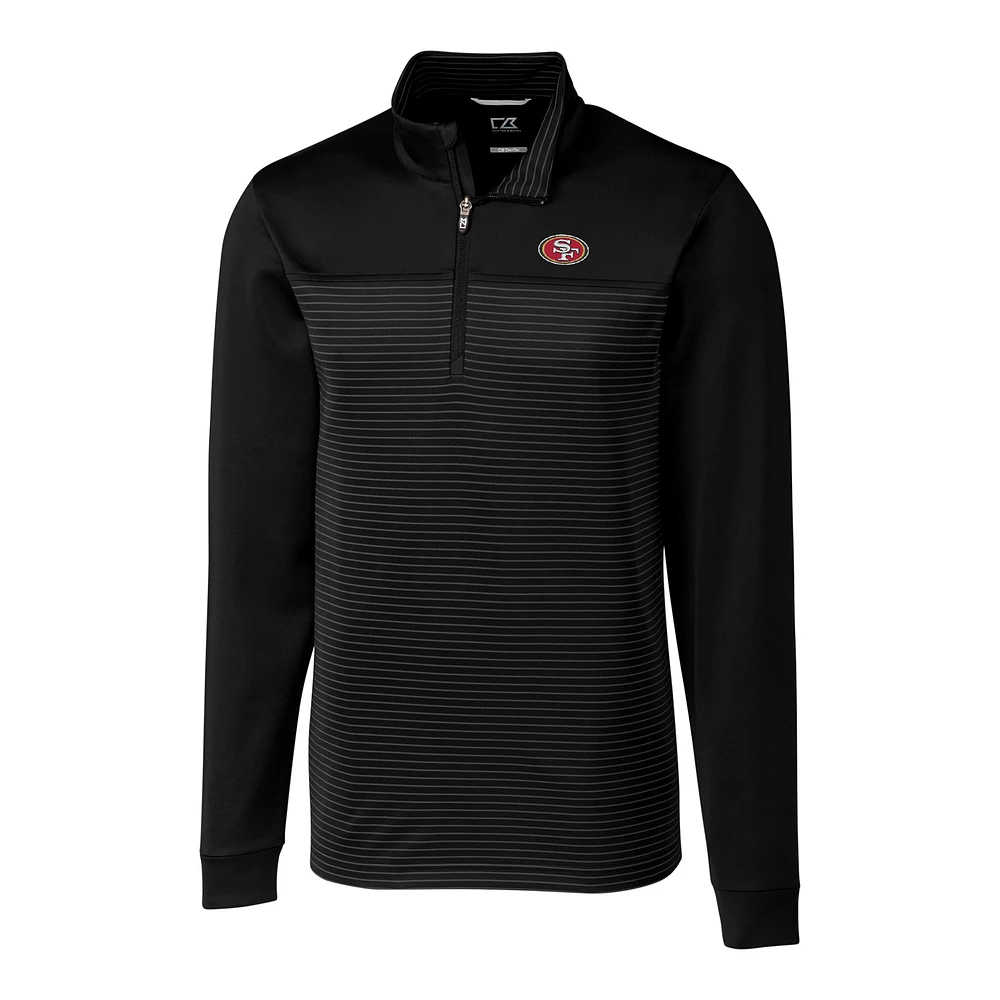 Men's Cutter & Buck Black San Francisco 49ers Big & Tall Traverse Stripe Half-Zip Pullover Jacket