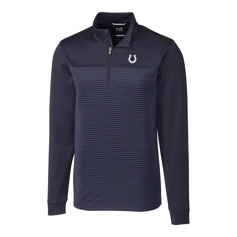 Men's Cutter & Buck Navy Indianapolis Colts Big Tall Traverse Stripe Half-Zip Pullover Jacket