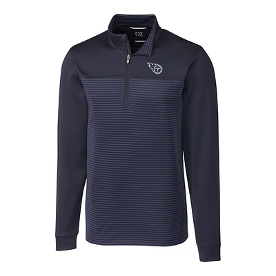 Men's Cutter & Buck Navy Tennessee Titans Big Tall Traverse Stripe Half-Zip Pullover Jacket