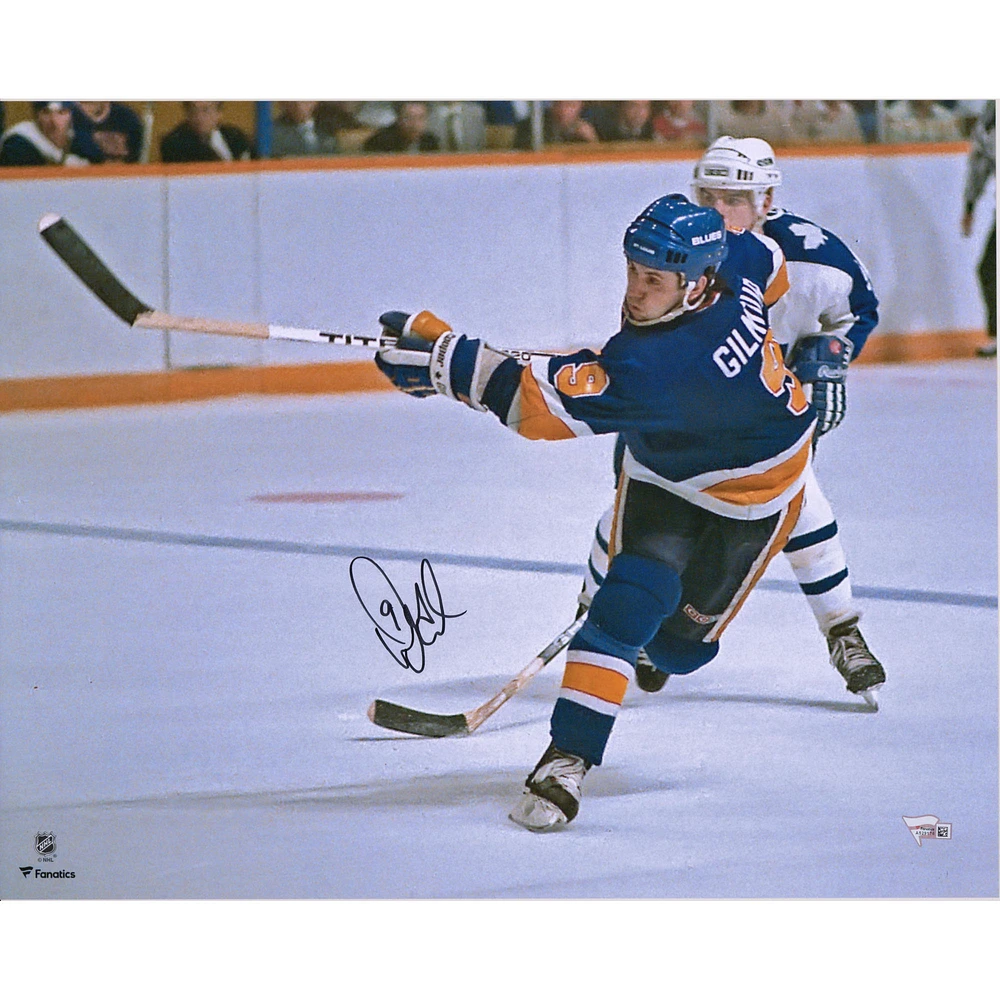 Doug Gilmour St. Louis Blues Autographed 16" x 20" Blue Jersey Shooting Photograph