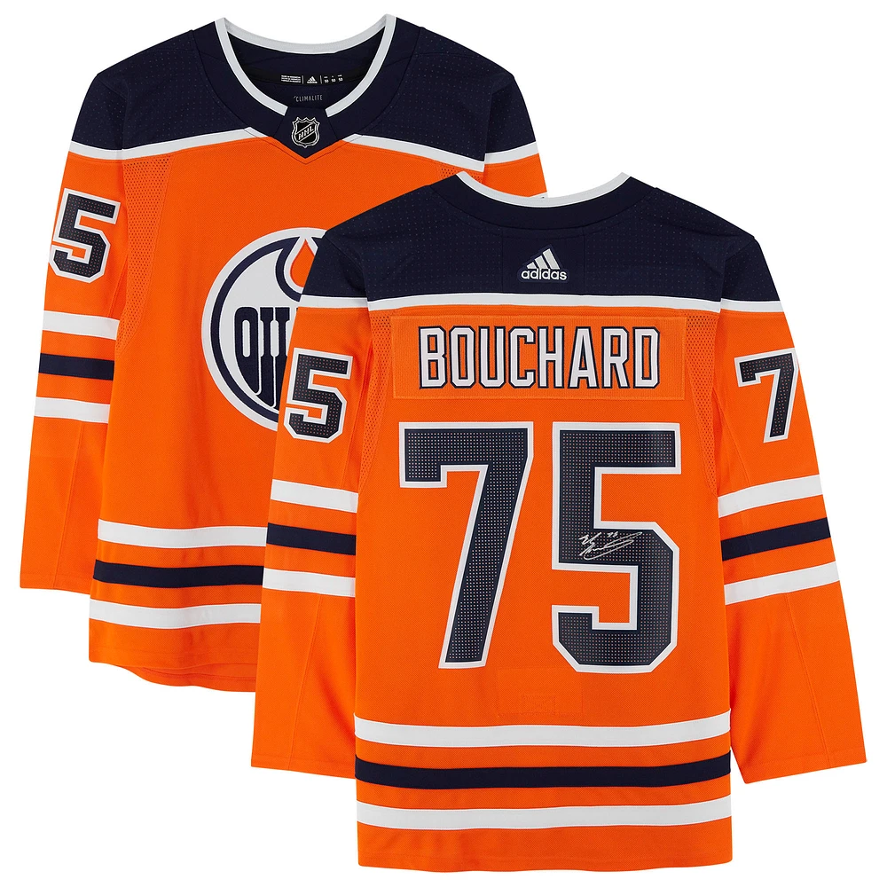 Evan Bouchard Edmonton Oilers Autographed Orange Adidas Authentic Jersey