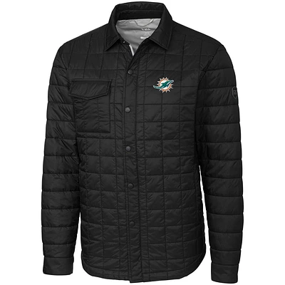 Men's Cutter & Buck Black Miami Dolphins Big Tall Rainier Shirt Jacket