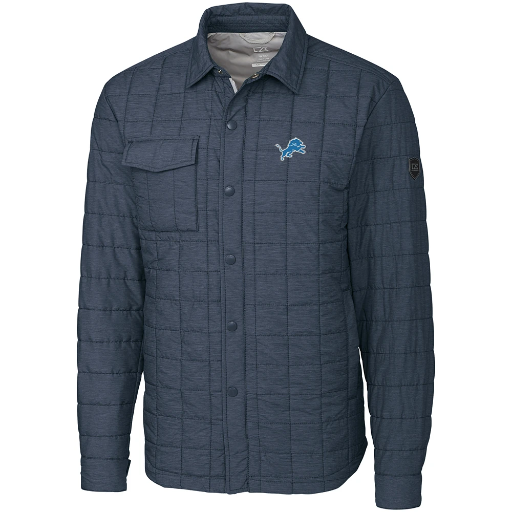 Men's Cutter & Buck Charcoal Detroit Lions Big Tall Rainier Shirt Jacket