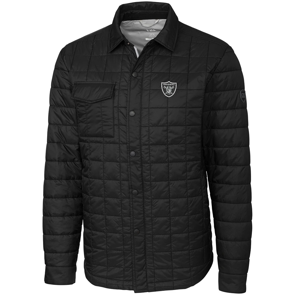 Men's Cutter & Buck Black Las Vegas Raiders Big Tall Rainier Shirt Jacket