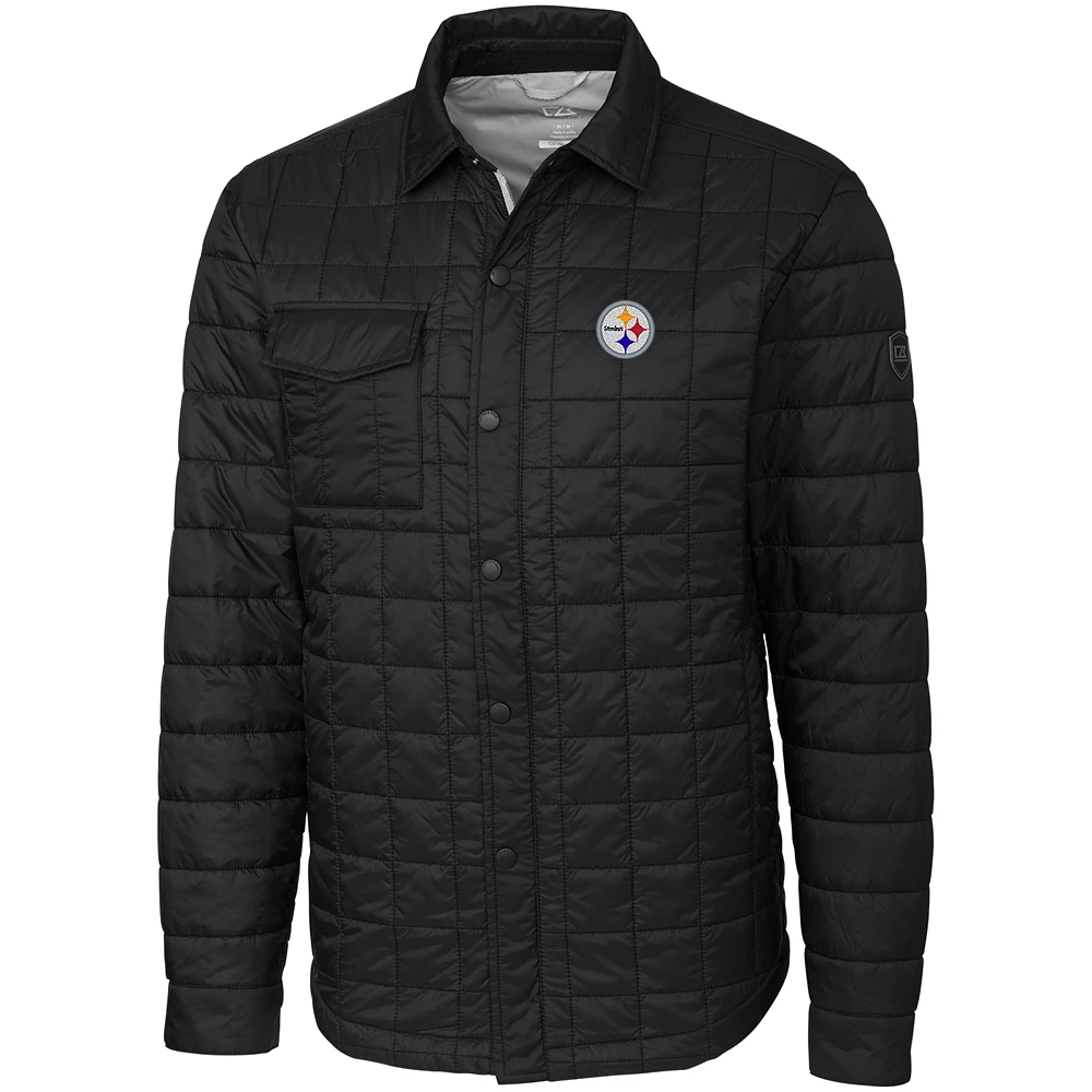 Men's Cutter & Buck Black Pittsburgh Steelers Big Tall Rainier Shirt Jacket