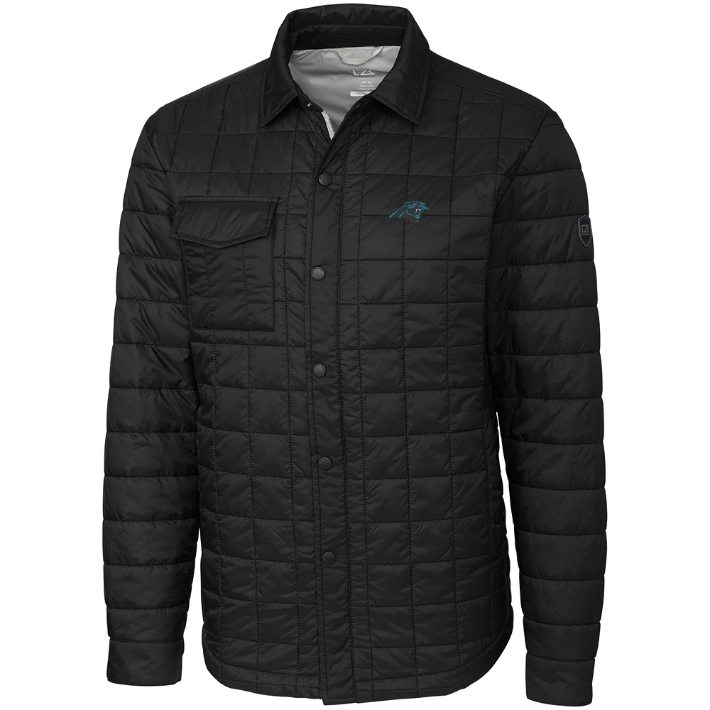 Men's Cutter & Buck Black Carolina Panthers Rainier Shirt Jacket