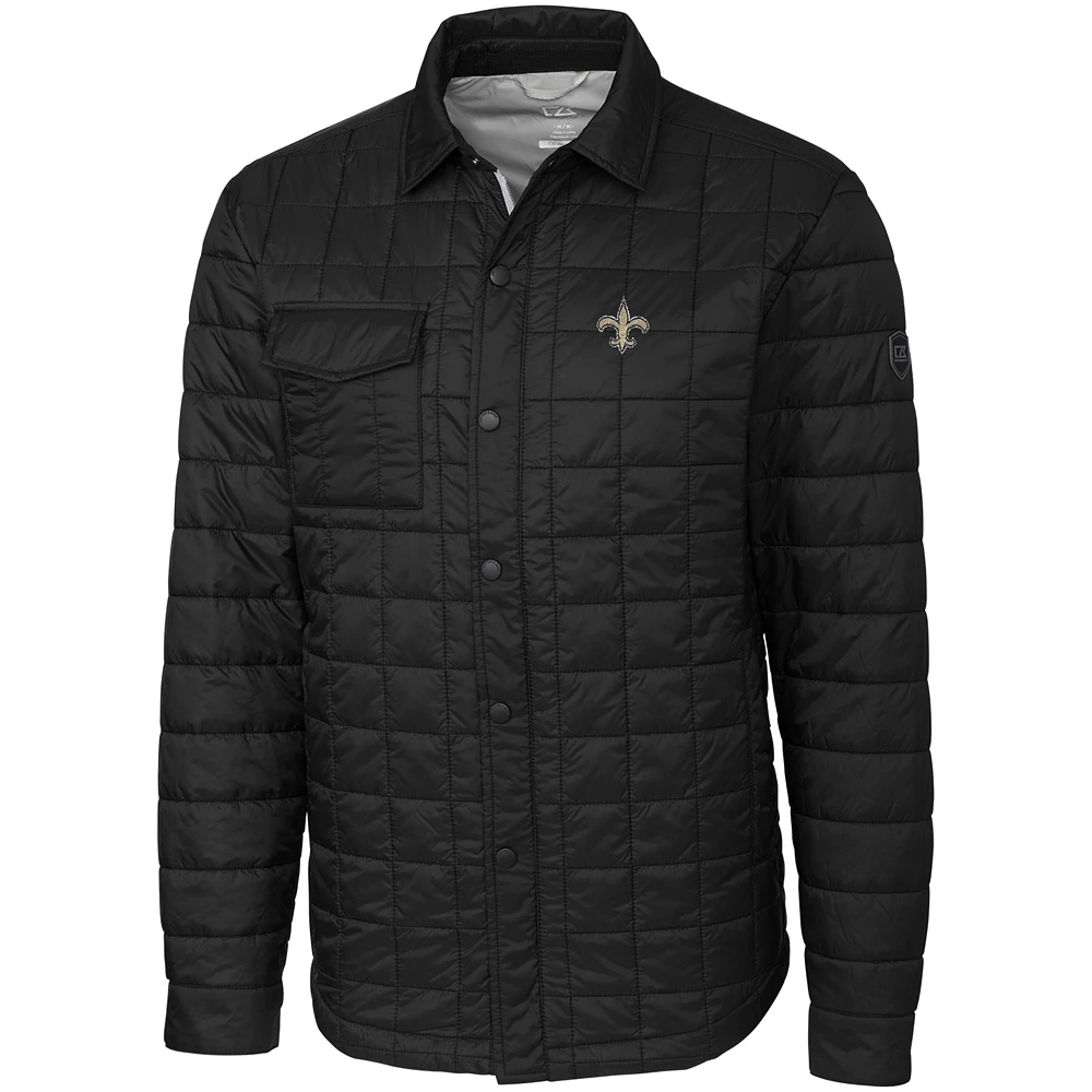 Men's Cutter & Buck Black New Orleans Saints Rainier Shirt Jacket