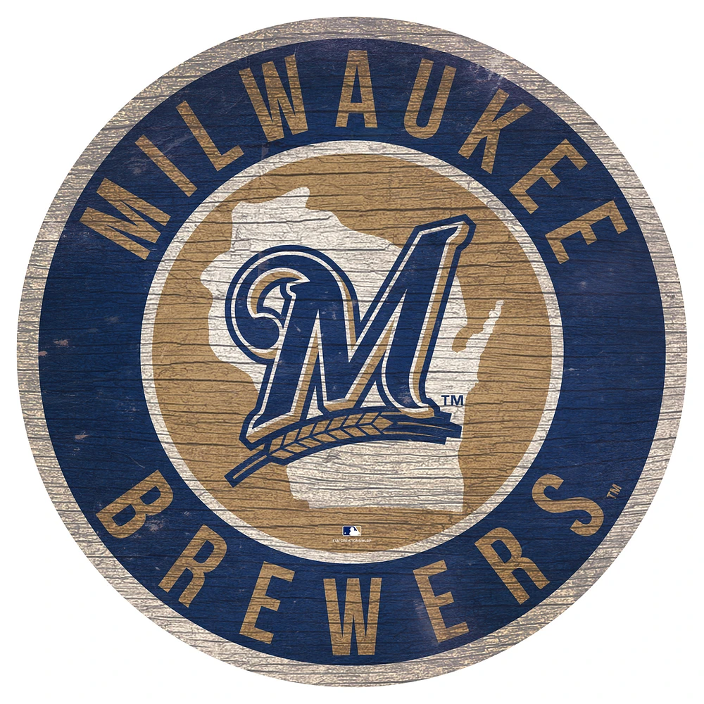 Milwaukee Brewers 12'' x 12'' State Circle Sign