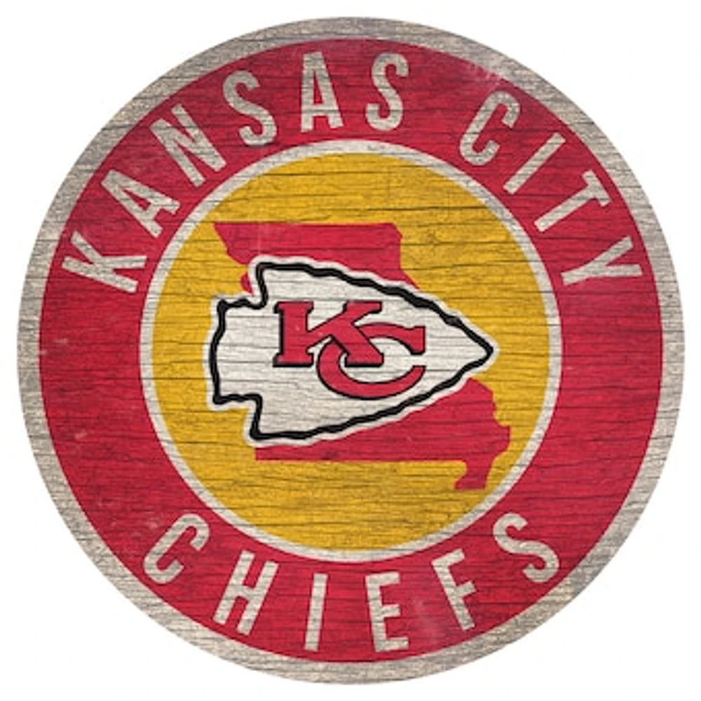 Kansas City Chiefs 12'' x 12'' State Circle Sign