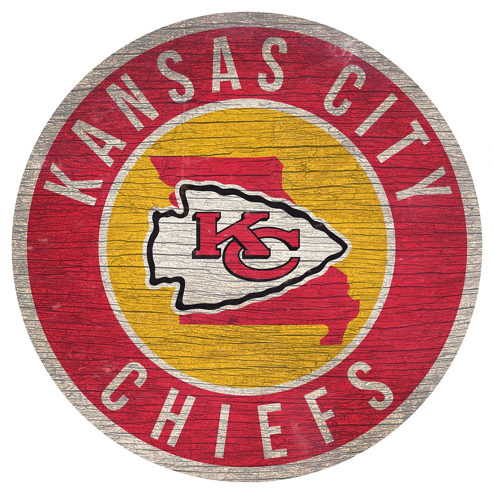 Kansas City Chiefs 12'' x 12'' State Circle Sign