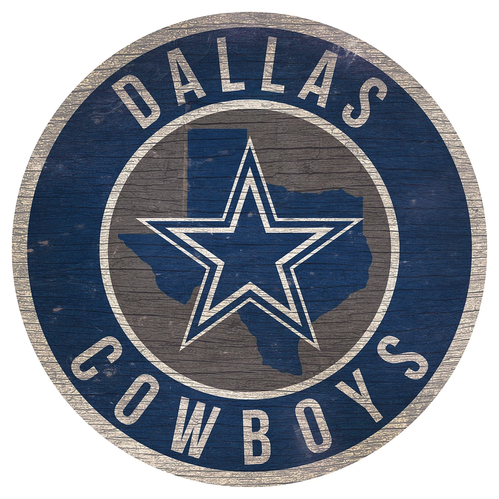 Dallas Cowboys 12'' x 12'' State Circle Sign