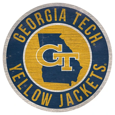 Georgia Tech Yellow Jackets 12'' x 12'' State Circle Sign