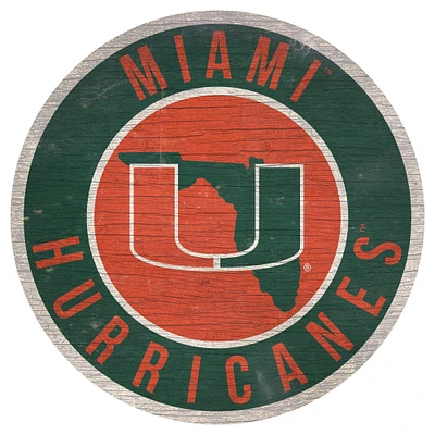 Miami Hurricanes 12'' x 12'' State Circle Sign