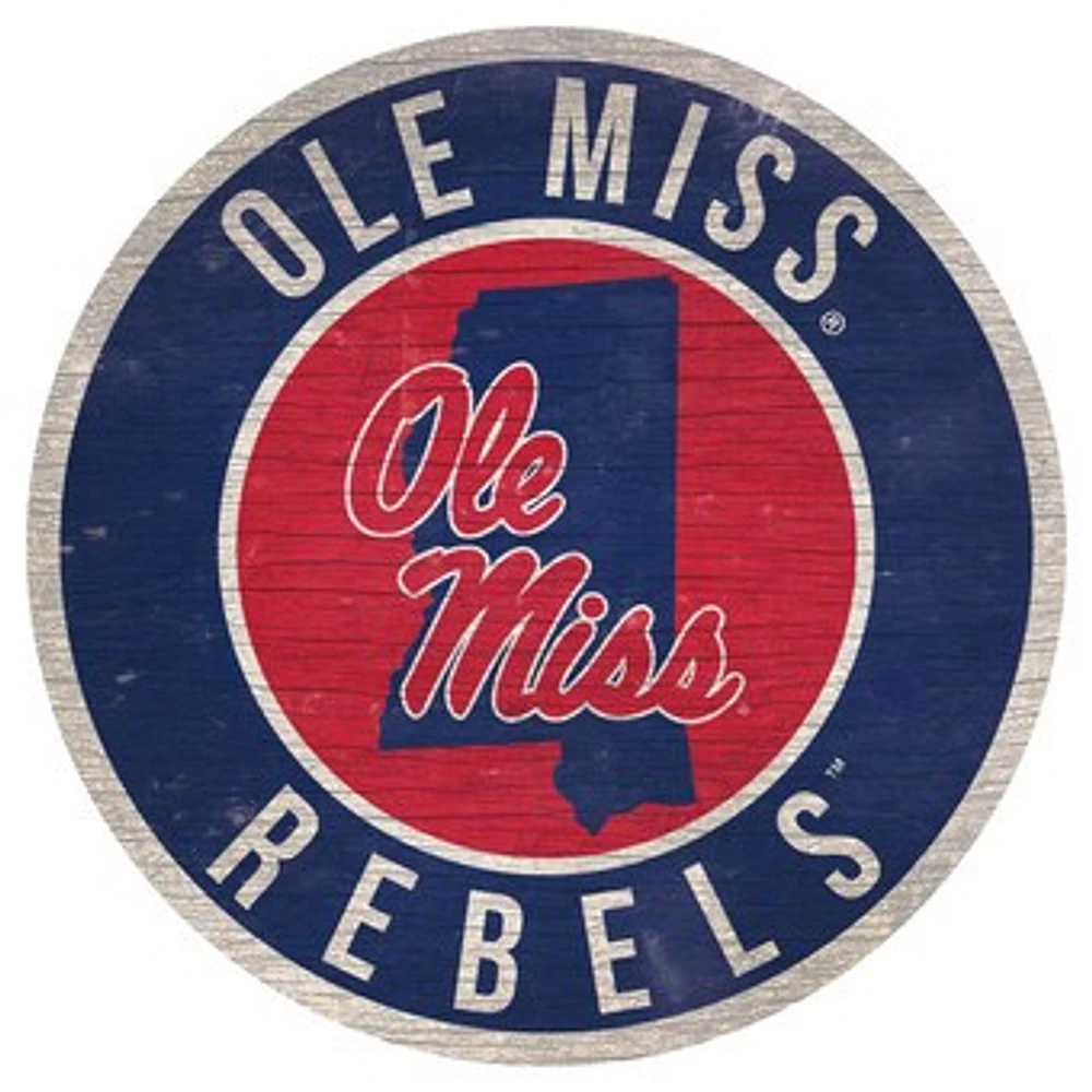 Ole Miss Rebels 12'' x 12'' State Circle Sign